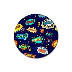 Bada Boom Pattern Rubber Round Coaster (4 Pack)  by designsbymallika