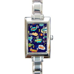 Bada Boom Pattern Rectangle Italian Charm Watch by designsbymallika