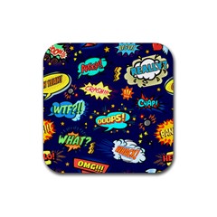 Bada Boom Pattern Rubber Coaster (square)  by designsbymallika