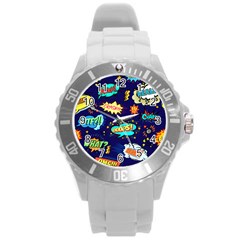 Bada Boom Pattern Round Plastic Sport Watch (l) by designsbymallika