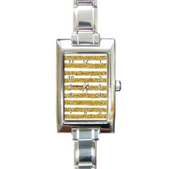 Golden Stripes Rectangle Italian Charm Watch by designsbymallika