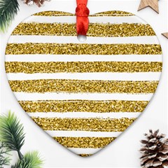 Golden Stripes Ornament (heart) by designsbymallika