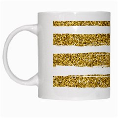 Golden Stripes White Mugs by designsbymallika