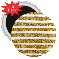 Golden Stripes 3  Magnets (10 Pack)  by designsbymallika