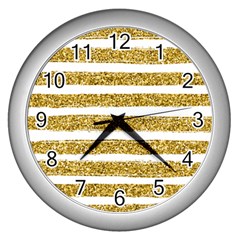 Golden Stripes Wall Clock (silver) by designsbymallika