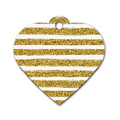 Golden Stripes Dog Tag Heart (two Sides) by designsbymallika