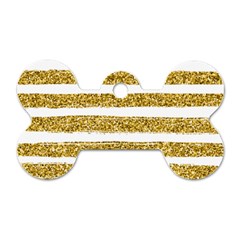 Golden Stripes Dog Tag Bone (one Side) by designsbymallika