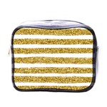 golden stripes Mini Toiletries Bag (One Side) Front