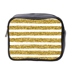 Golden Stripes Mini Toiletries Bag (two Sides) by designsbymallika