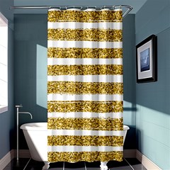 Golden Stripes Shower Curtain 36  X 72  (stall)  by designsbymallika