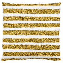 Golden Stripes Large Cushion Case (one Side) by designsbymallika