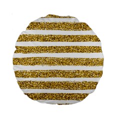 Golden Stripes Standard 15  Premium Round Cushions by designsbymallika