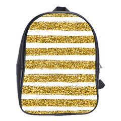 Golden Stripes School Bag (xl) by designsbymallika