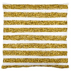 Golden Stripes Large Flano Cushion Case (two Sides) by designsbymallika