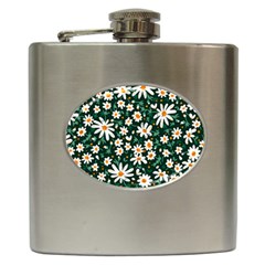 White Floral Pattern Hip Flask (6 Oz) by designsbymallika