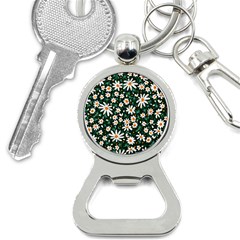 White Floral Pattern Bottle Opener Key Chain by designsbymallika