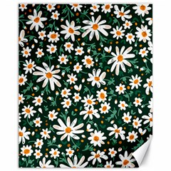 White Floral Pattern Canvas 11  X 14  by designsbymallika