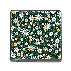 White Floral Pattern Memory Card Reader (square 5 Slot) by designsbymallika