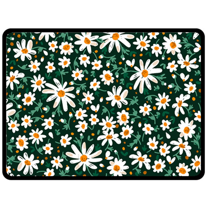 white floral pattern Fleece Blanket (Large) 