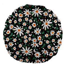 White Floral Pattern Large 18  Premium Round Cushions