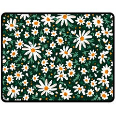 White Floral Pattern Double Sided Fleece Blanket (medium)  by designsbymallika