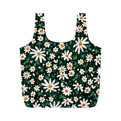 White Floral Pattern Full Print Recycle Bag (m) by designsbymallika