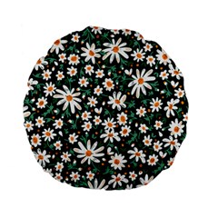 White Floral Pattern Standard 15  Premium Flano Round Cushions by designsbymallika