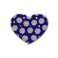 Cube Pattern Heart Coaster (4 Pack)  by designsbymallika