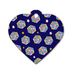 Cube Pattern Dog Tag Heart (one Side) by designsbymallika