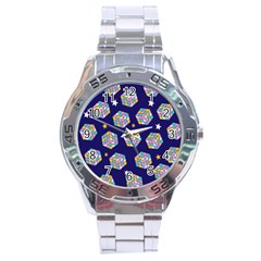 Cube Pattern Stainless Steel Analogue Watch by designsbymallika