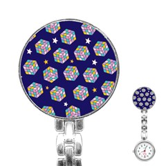 Cube Pattern Stainless Steel Nurses Watch by designsbymallika