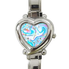 Blue Marble Print Heart Italian Charm Watch by designsbymallika