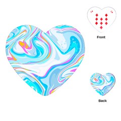 Blue Marble Print Playing Cards Single Design (heart) by designsbymallika