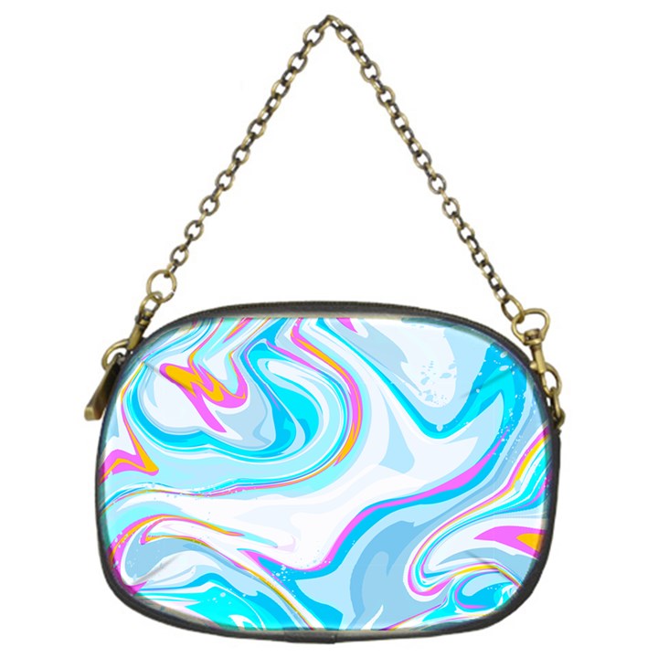 blue marble print Chain Purse (One Side)