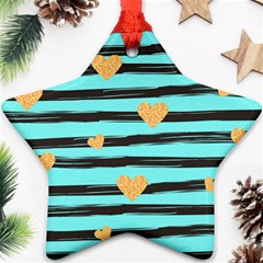 Stripes Heart Pattern Ornament (star) by designsbymallika