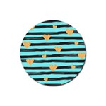 stripes heart pattern Rubber Coaster (Round)  Front