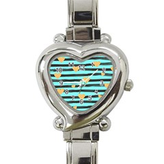 Stripes Heart Pattern Heart Italian Charm Watch by designsbymallika