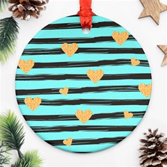 Stripes Heart Pattern Round Ornament (two Sides) by designsbymallika