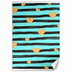 Stripes Heart Pattern Canvas 12  X 18  by designsbymallika