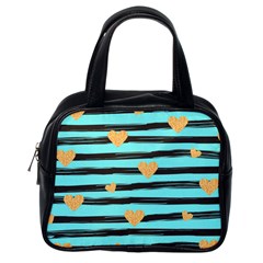 Stripes Heart Pattern Classic Handbag (one Side) by designsbymallika