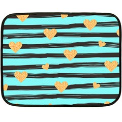 Stripes Heart Pattern Fleece Blanket (mini) by designsbymallika