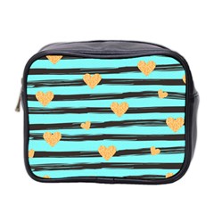 Stripes Heart Pattern Mini Toiletries Bag (two Sides) by designsbymallika