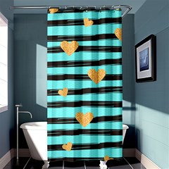 Stripes Heart Pattern Shower Curtain 36  X 72  (stall)  by designsbymallika