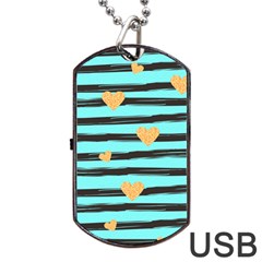 Stripes Heart Pattern Dog Tag Usb Flash (two Sides) by designsbymallika