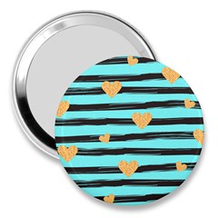 Stripes Heart Pattern 3  Handbag Mirrors by designsbymallika