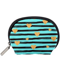 Stripes Heart Pattern Accessory Pouch (small) by designsbymallika