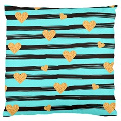 Stripes Heart Pattern Large Flano Cushion Case (two Sides) by designsbymallika