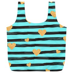 Stripes Heart Pattern Full Print Recycle Bag (xxl)