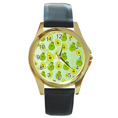 Avocado Love Round Gold Metal Watch by designsbymallika