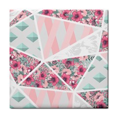 Pink Patchwork Tile Coaster by designsbymallika